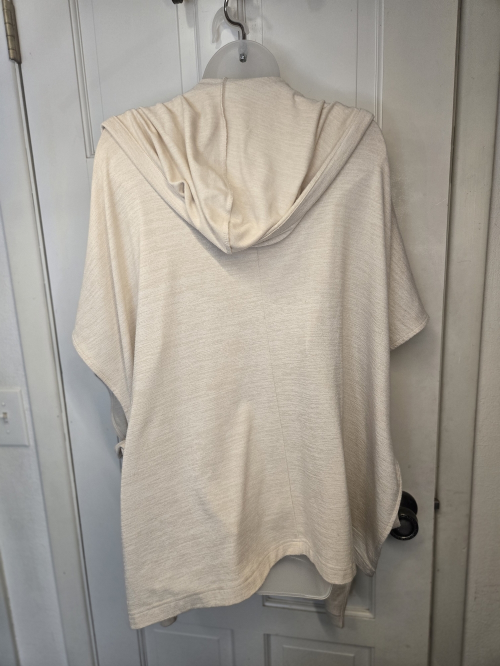 GAP Fancy Lady Poncho Light Cream Hooded Open Cardigan S/M - Picture 3 of 8